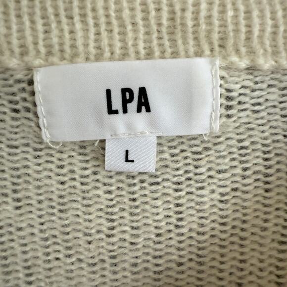 LPA | Cream Merino Wool and Raccoon Mock neck Slim fit Sweater | Large - Picture 4 of 5